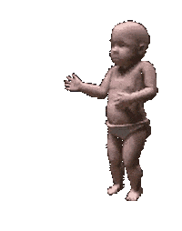 Gif of a baby dancing. The baby is dressed in a cloth diaper.